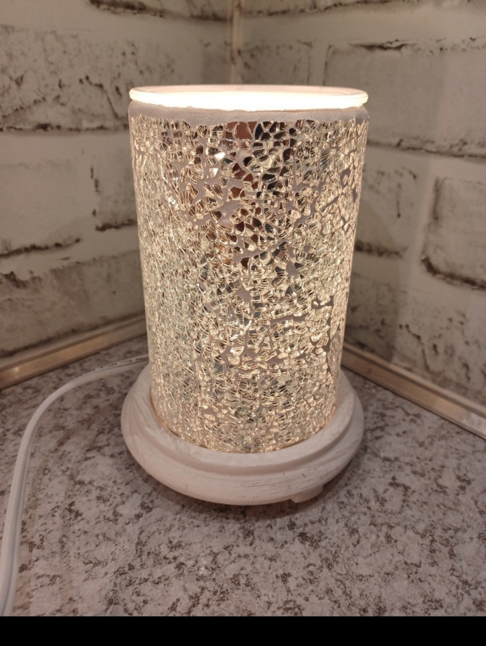 Pink Zebra Simmer Pot WHITE Base Silver Crackle Shade wax sprinkles warmer